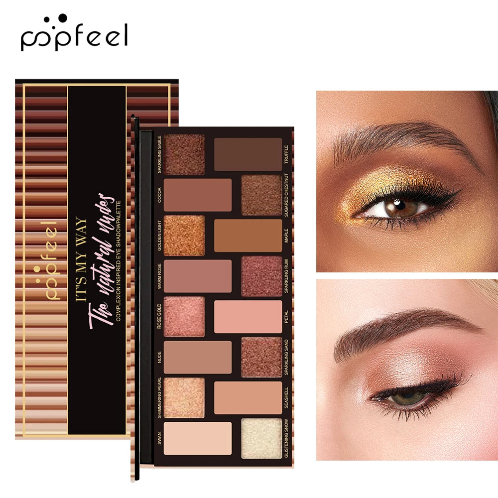 Eyeshadow Palette Natural Nude Matte Shimmer Glitter, 16 colors