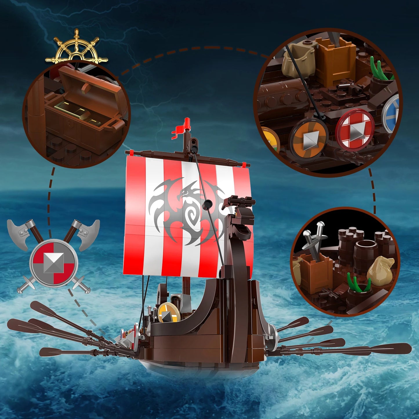 Viking Longship Building Block Set