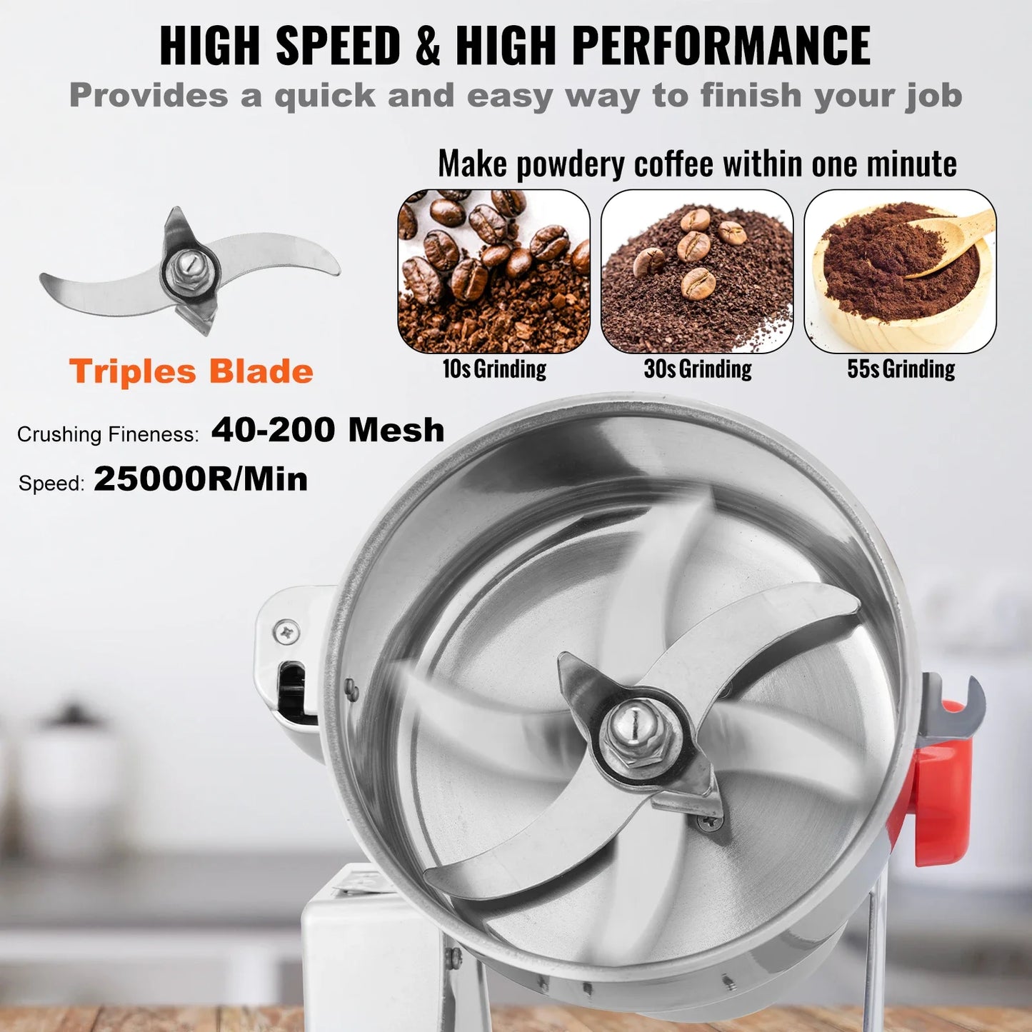 Electric Grain Mill Grinder, Stainless Steel
