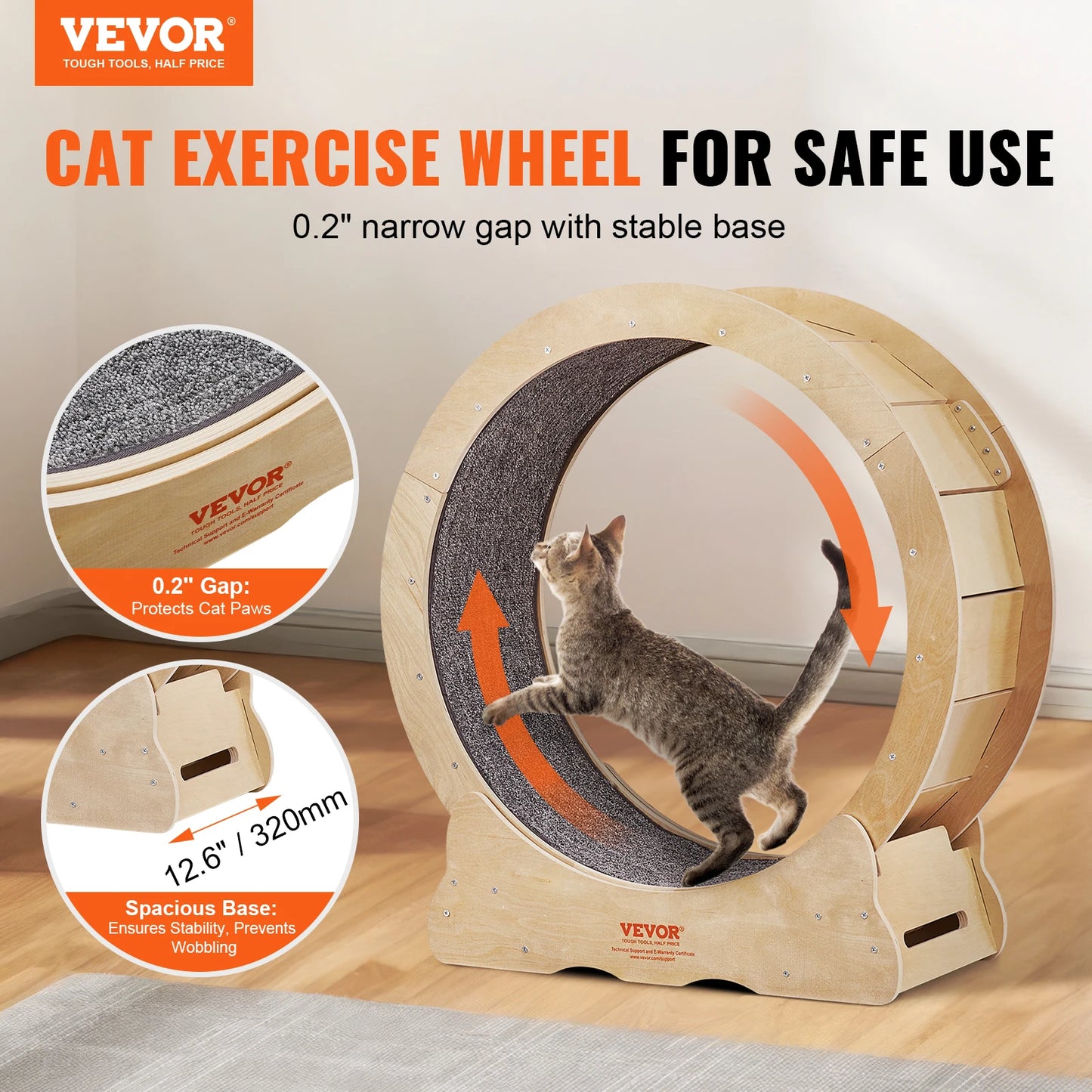 Cat Exercise Wheel Large Cat Treadmill Wheel with Detachable Carpet and Cat Teaser