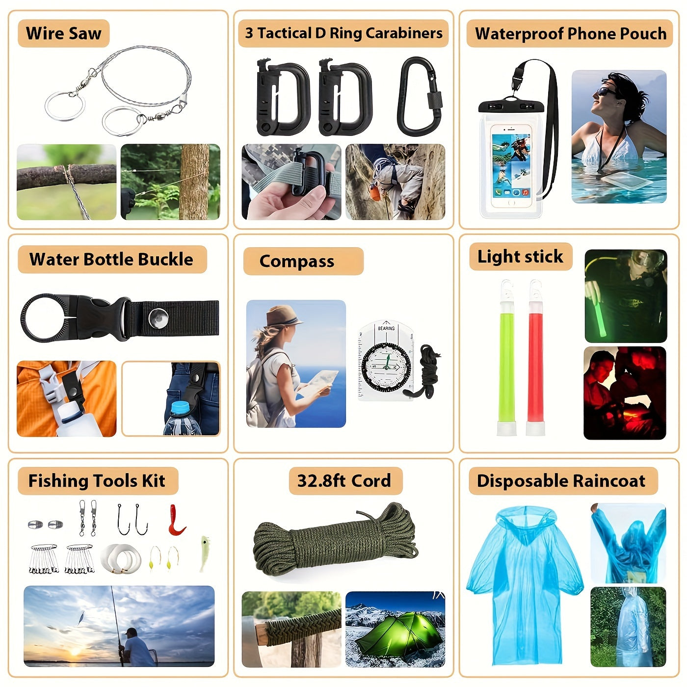 250Pcs Ultimate Survival Kit - Comprehensive First Aid Kit, Emergency Tent, Compatible Bag, and Multi-Tool.