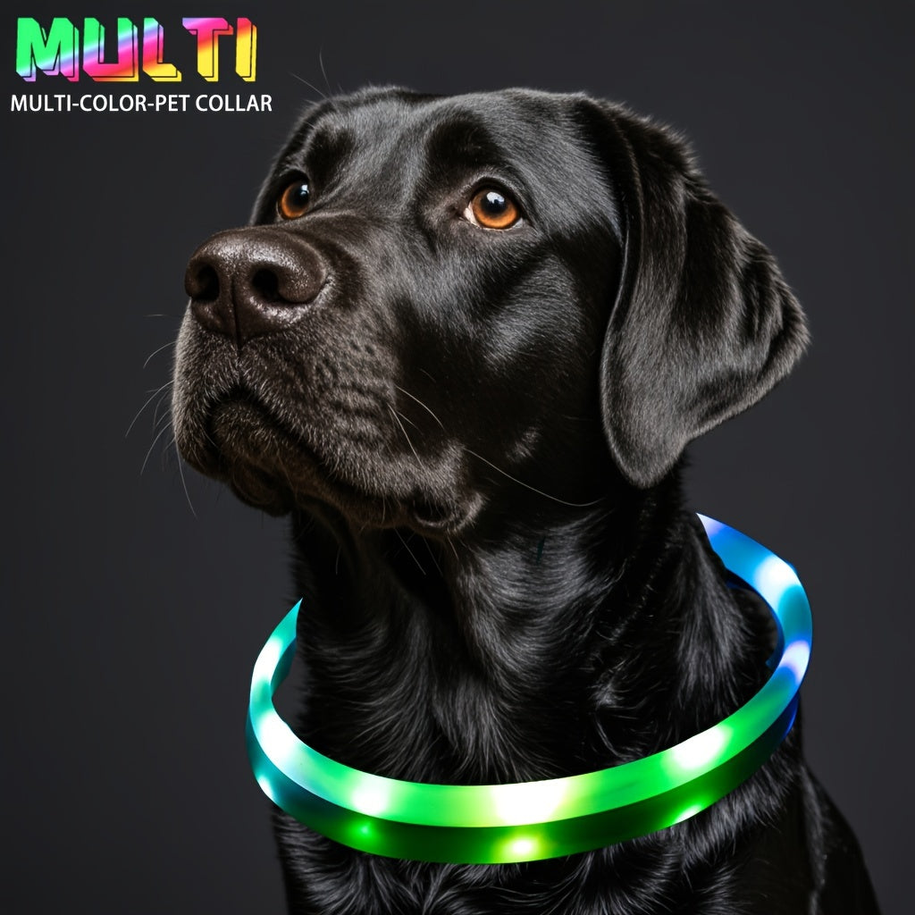 LED Dog Collar, Multi-color Luminous Dog Collar, Adjustable