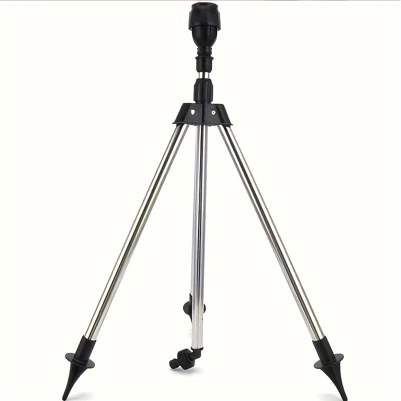 Rotary Irrigation Tripod Sprinkler - 360 Degree Watering Nozzle, Telescopic Support, Stainless Steel.