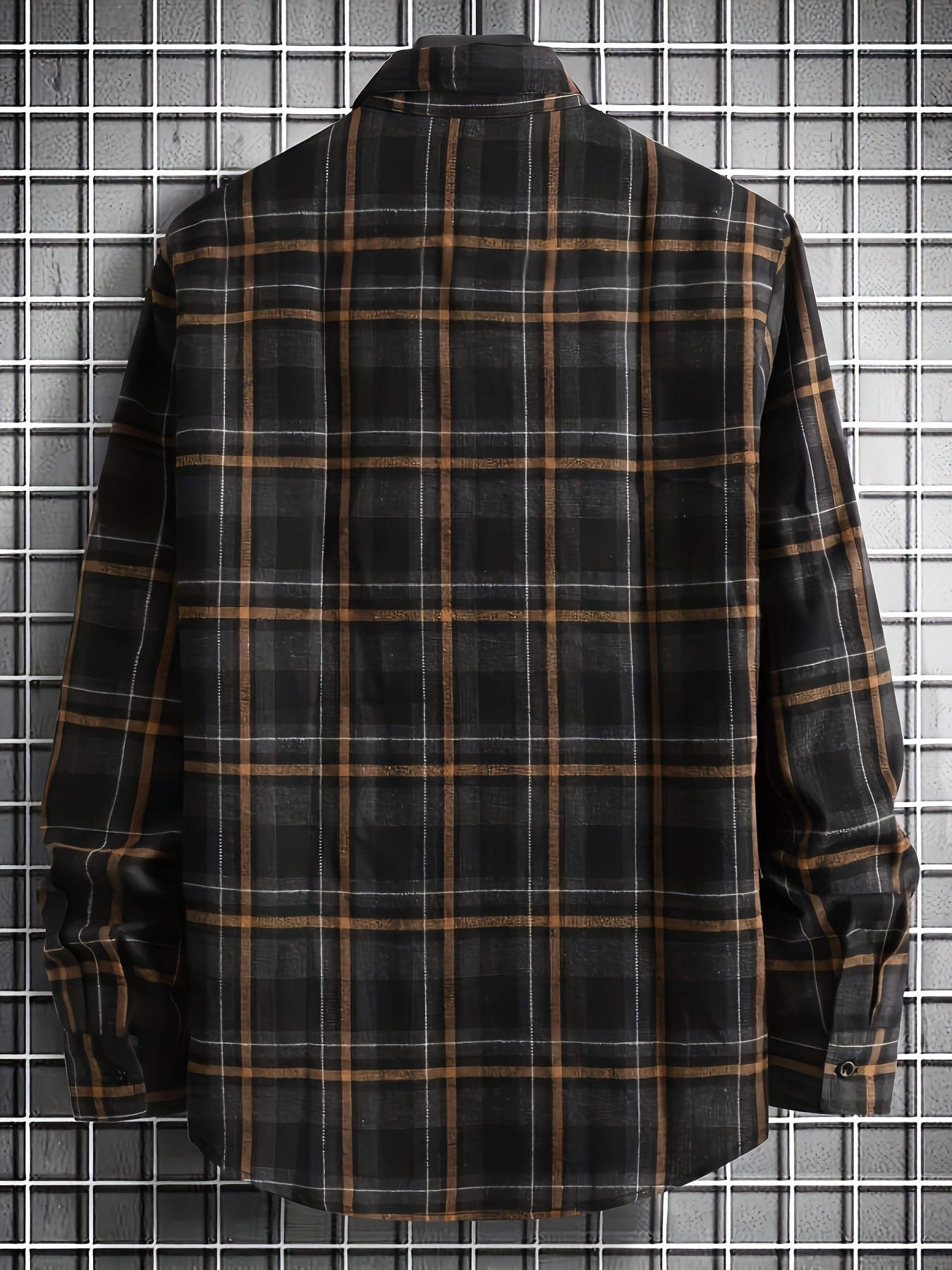 Plaid shirt men's casual loose coat long-sleeved tops versatile shirt