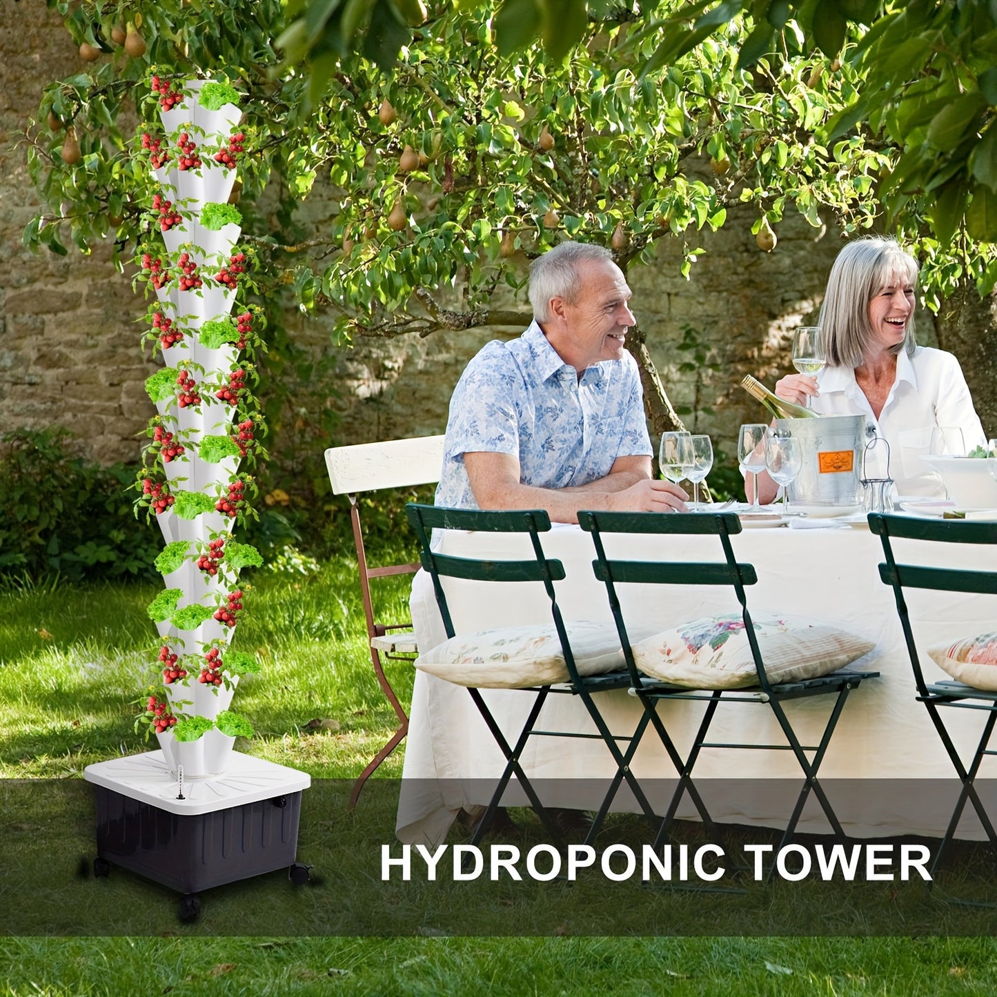 60-Slot Vegetable Tower - Hydroponic Growing System with 12 Layer Outdoor Aquaponic Planting Solution for Tomatoes, Lettuce, and More