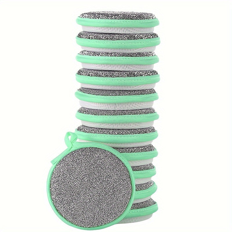 15pcs, Cleaning Sponge, Scouring Pad, Cleaning Cloth For Sink Or Kitchen Stove, Antibacterial And Washable Cleaning Brush,