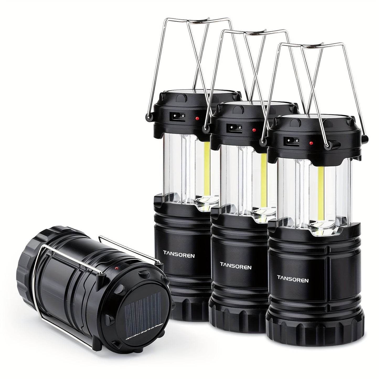 4 Pack Solar Camping Lantern, USB Rechargeable