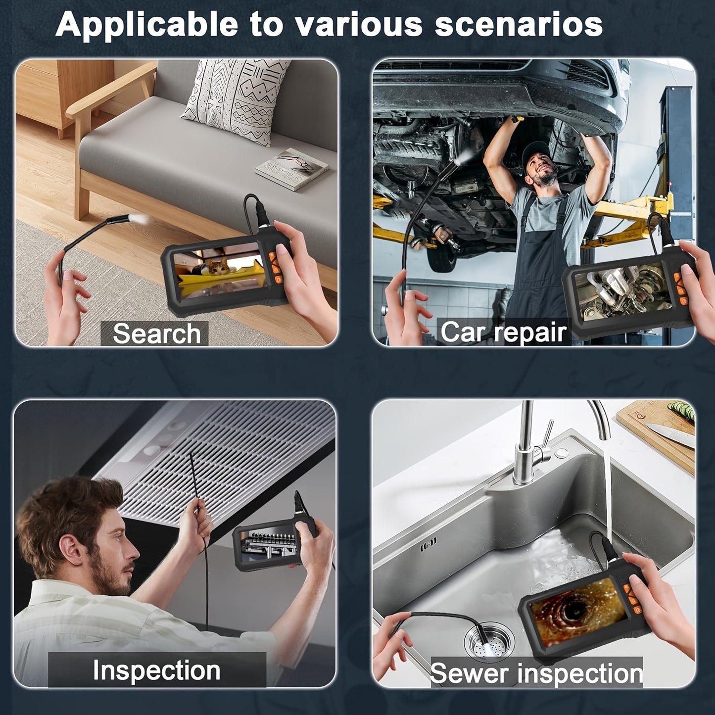 Borescope Camera With Light, Waterproof. With Light, 1080P HD Inspection Camera