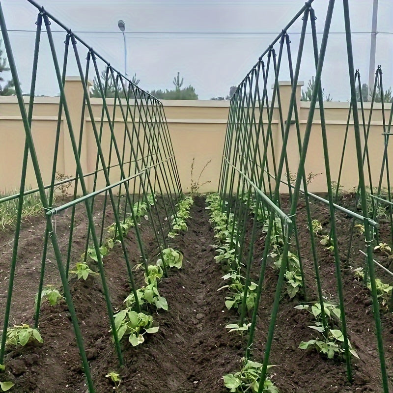 Durable Garden Plant Support Stakes Set, 1 Set Metal and Plastic Climbing Plant Trellis - Reusable for Supporting Tomatoes, Flowers, and Vines