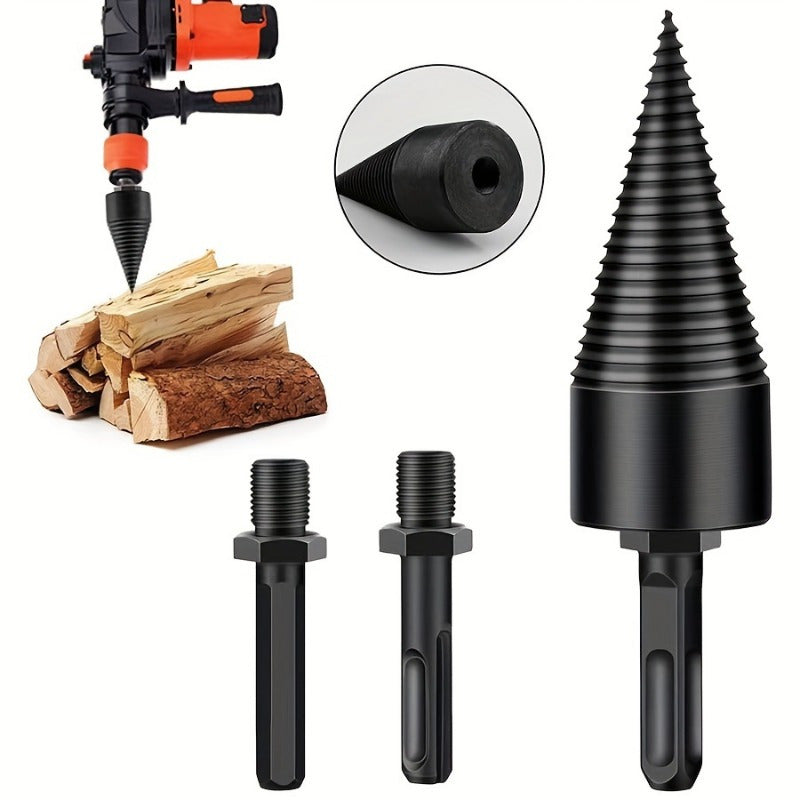 Easy-Split Wood Splitting Tool with Drill Attachment