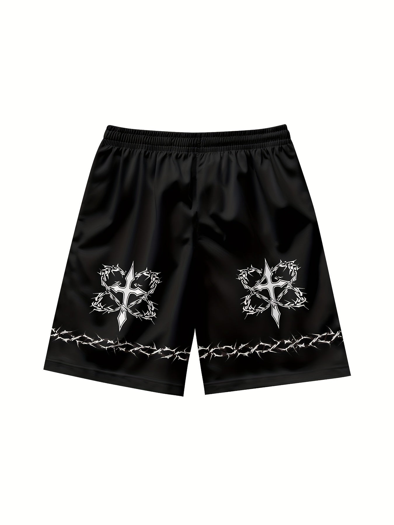 Men's Wolf & Dog Print Hip Hop Style Casual Shorts, Plus size