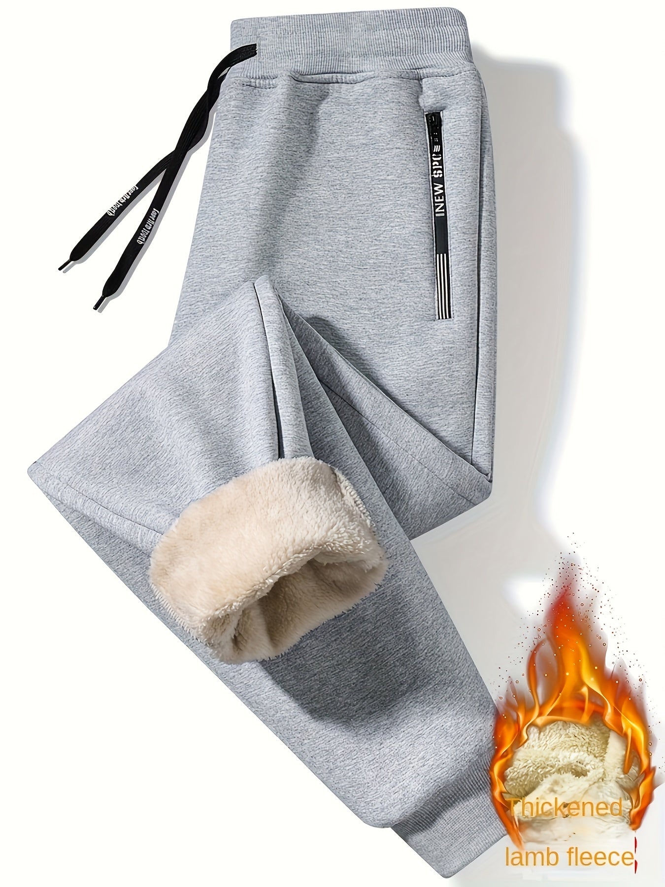 Men's Fleece-Lined Joggers - Casual Stretch Sweatpants with Pockets, Machine Washable, PLUS SIZE