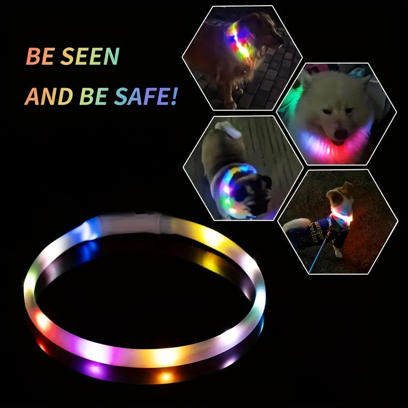 LED Dog Collar, Multi-color Luminous Dog Collar, Adjustable