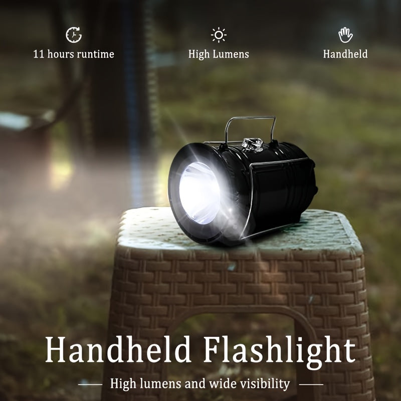 4pcs LED Camping Lanterns - USB Rechargeable, Emergency Lighting, Polished Finish.
