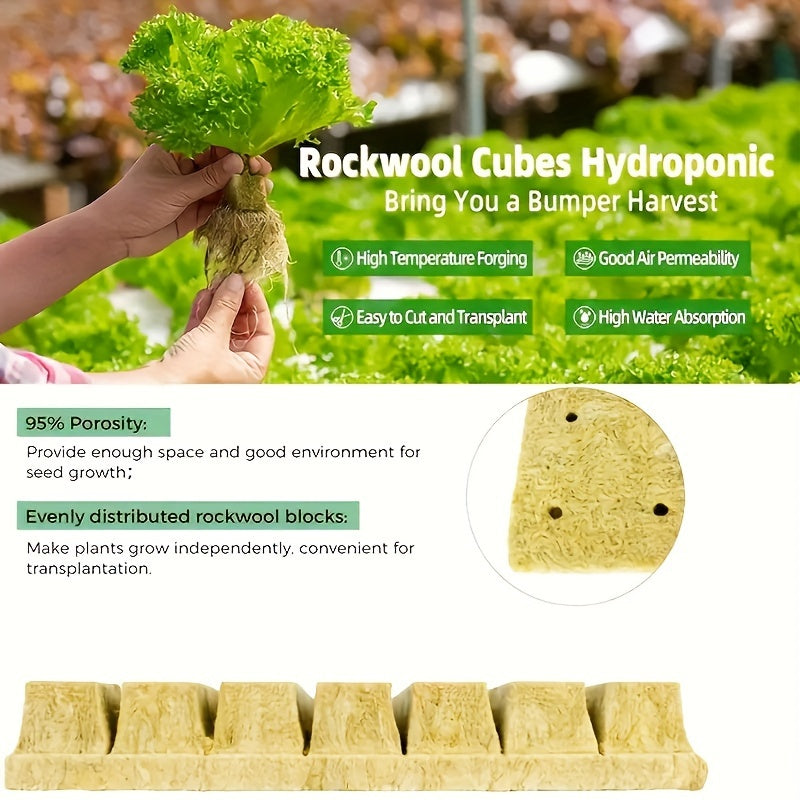 200pcs Rockwool Moisture-Retaining Plant Starter Blocks Starter Cubes, Seed Germination, and Plant Rooting, Non-Fertilized,