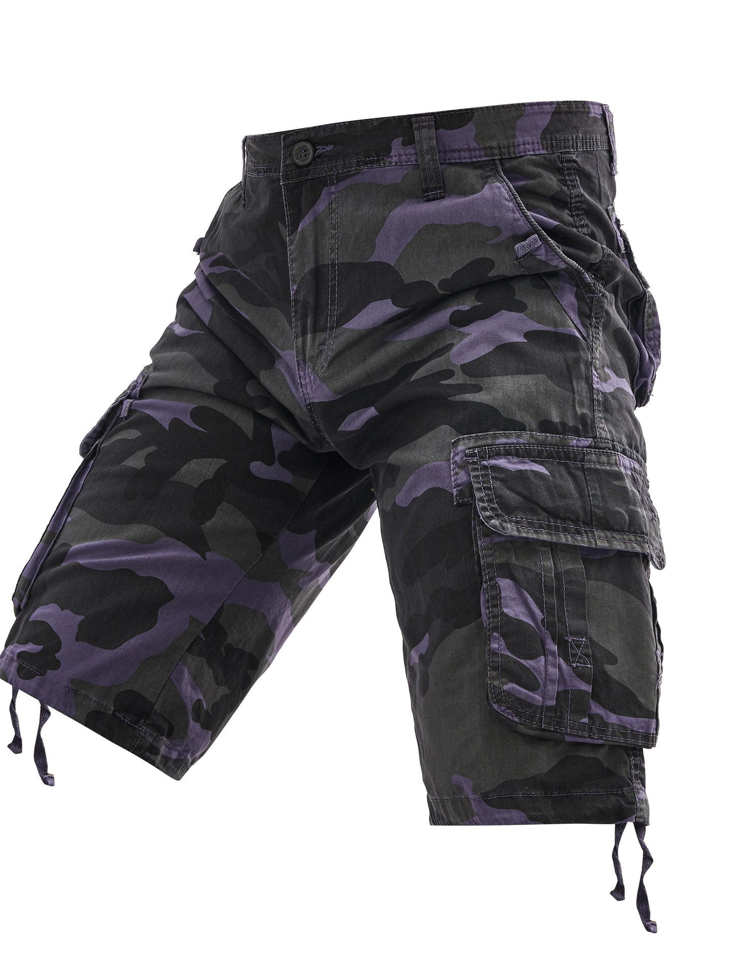 1pc Stoehurrte Men'S Large Cotton Cargo Shorts,Multi-Pocket, Regular Fit, Woven Non-Stretch Fabric, Plus Size