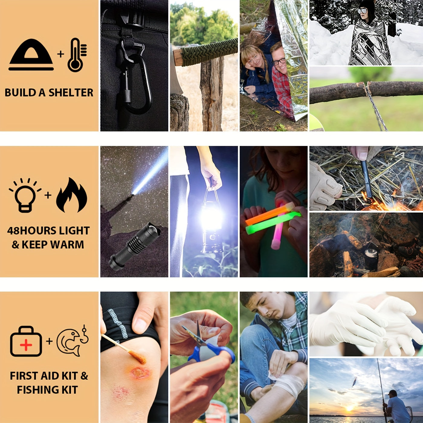 250Pcs Ultimate Survival Kit - Comprehensive First Aid Kit, Emergency Tent, Compatible Bag, and Multi-Tool.