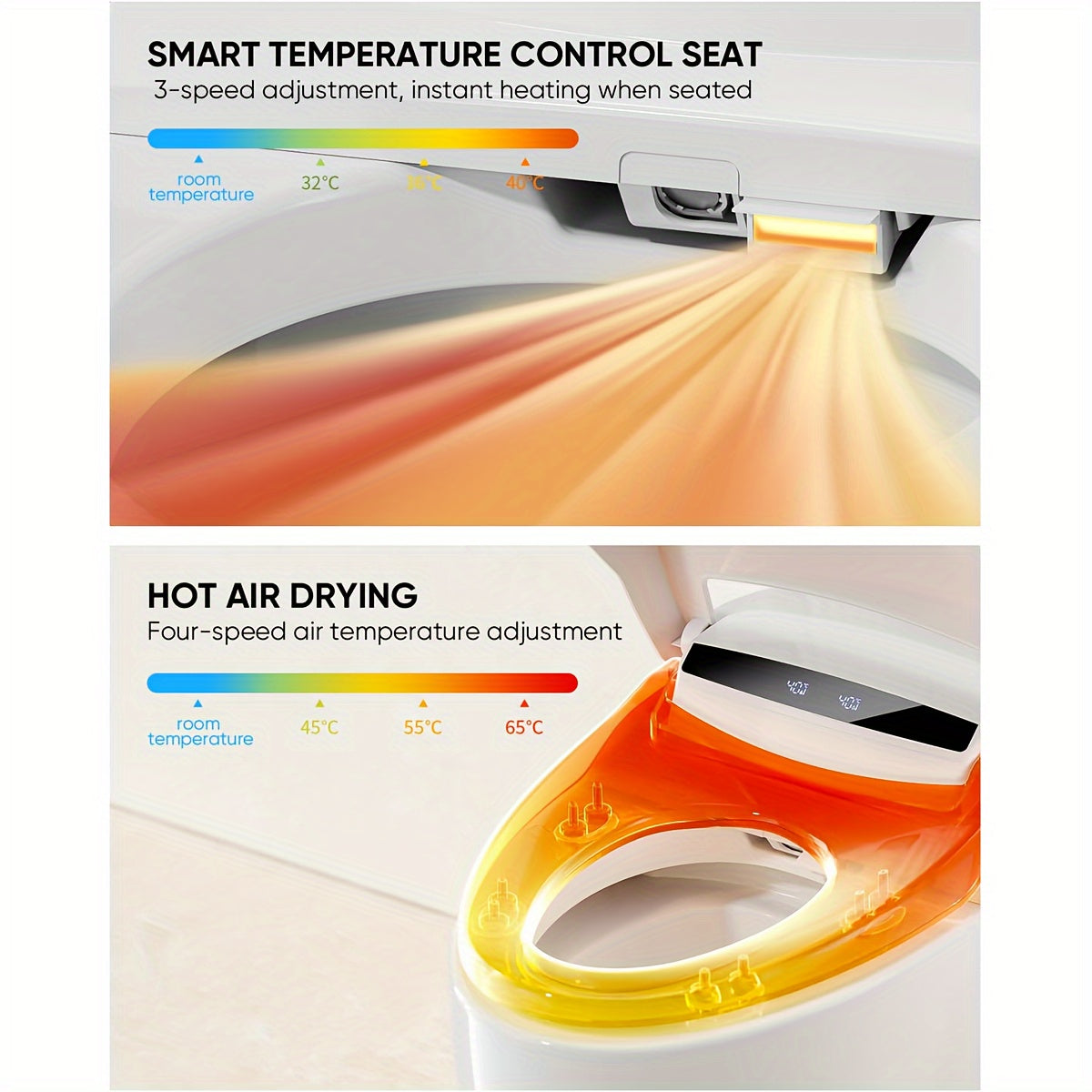 Luxurious Heated Bidet Toilet - Advanced Foot Sensor Operation, Warm Water Sprayer & Dryer.