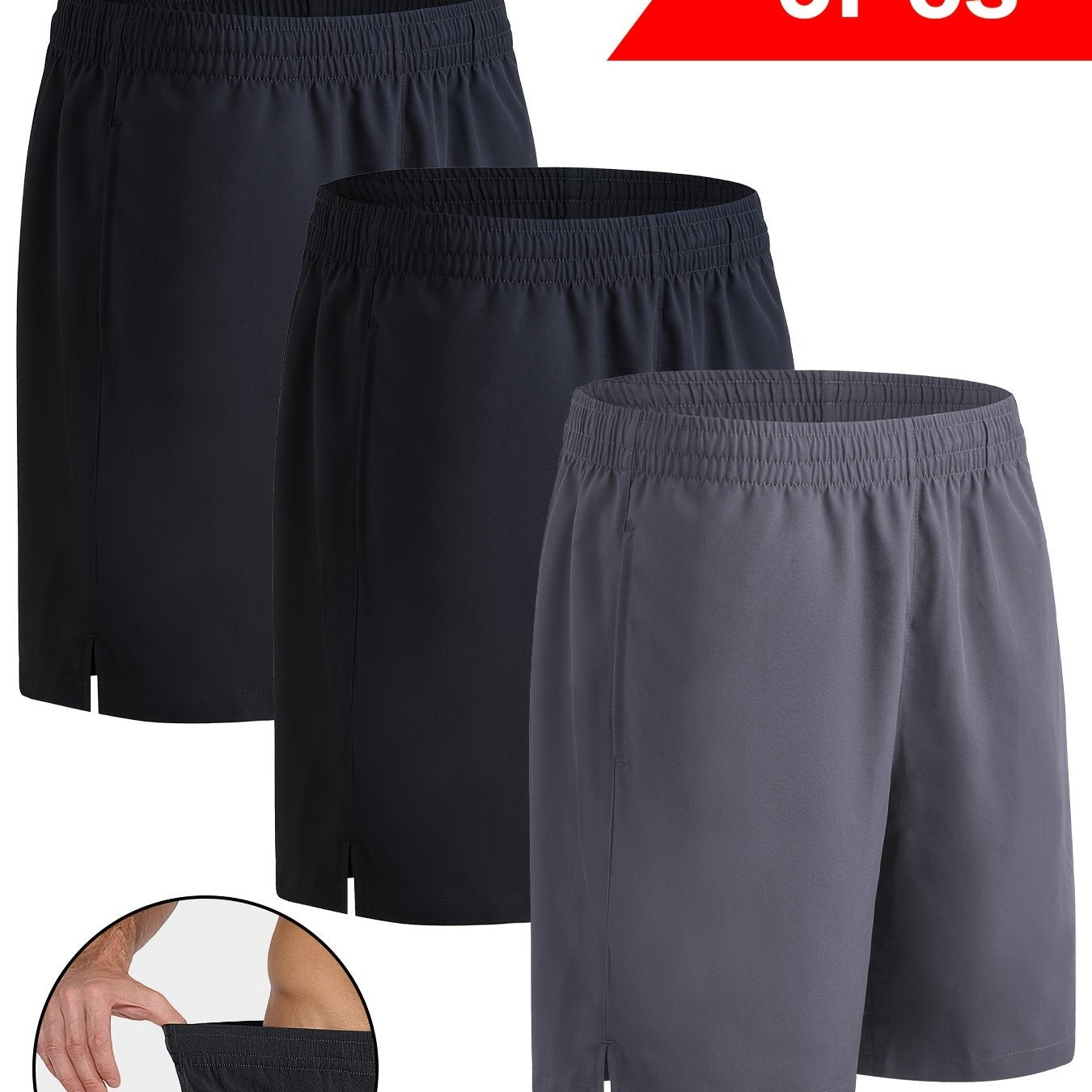3 Pack Lightweight Quick Dry Men's Workout Gym Short