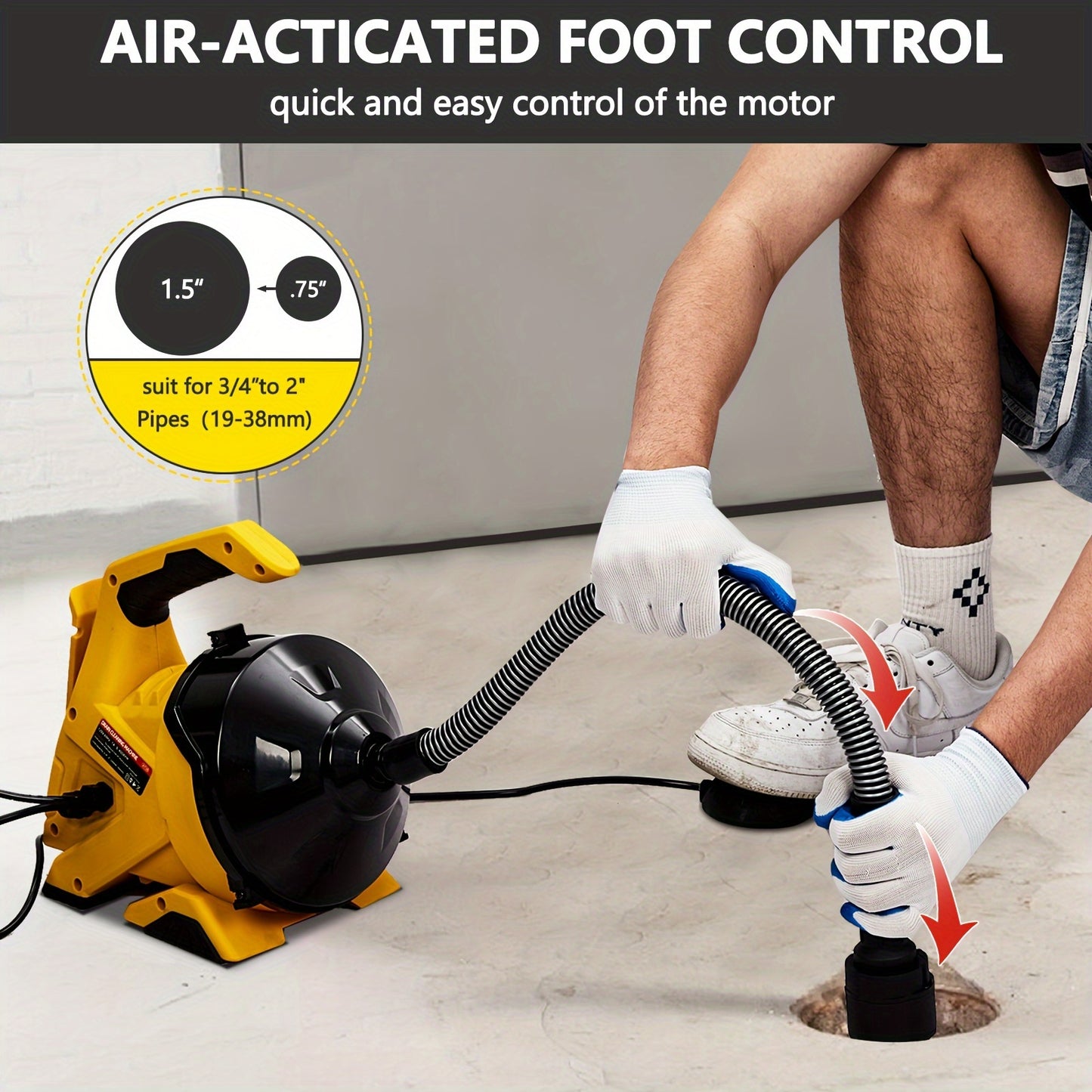 Gutter Cleaning Machine, Self-propelled Electric Drainage Auger For 1 To 4 Inch Pipes