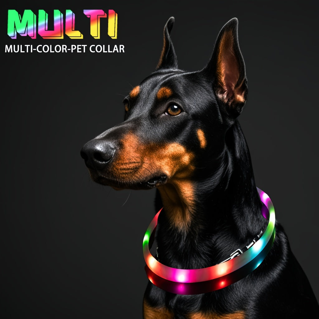 LED Dog Collar, Multi-color Luminous Dog Collar, Adjustable