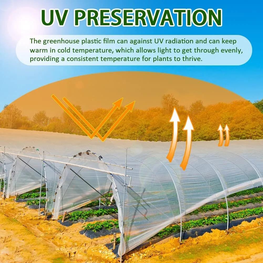 6 mil Greenhouse Plastic Film Sheeting Cover Large Size 100ft 50ft 40ft Length Available UV Resistant Clear Polyethylene Film