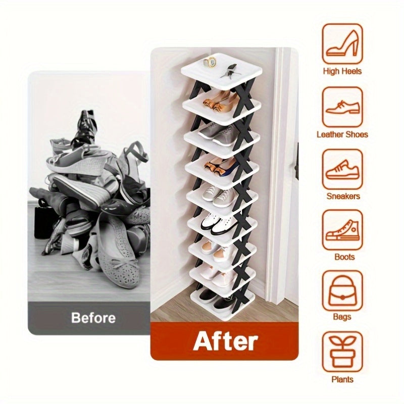 9-layer Shoe Rack Vertical Shoe Storage, Space Saving, Independent Shoe Storage Rack.