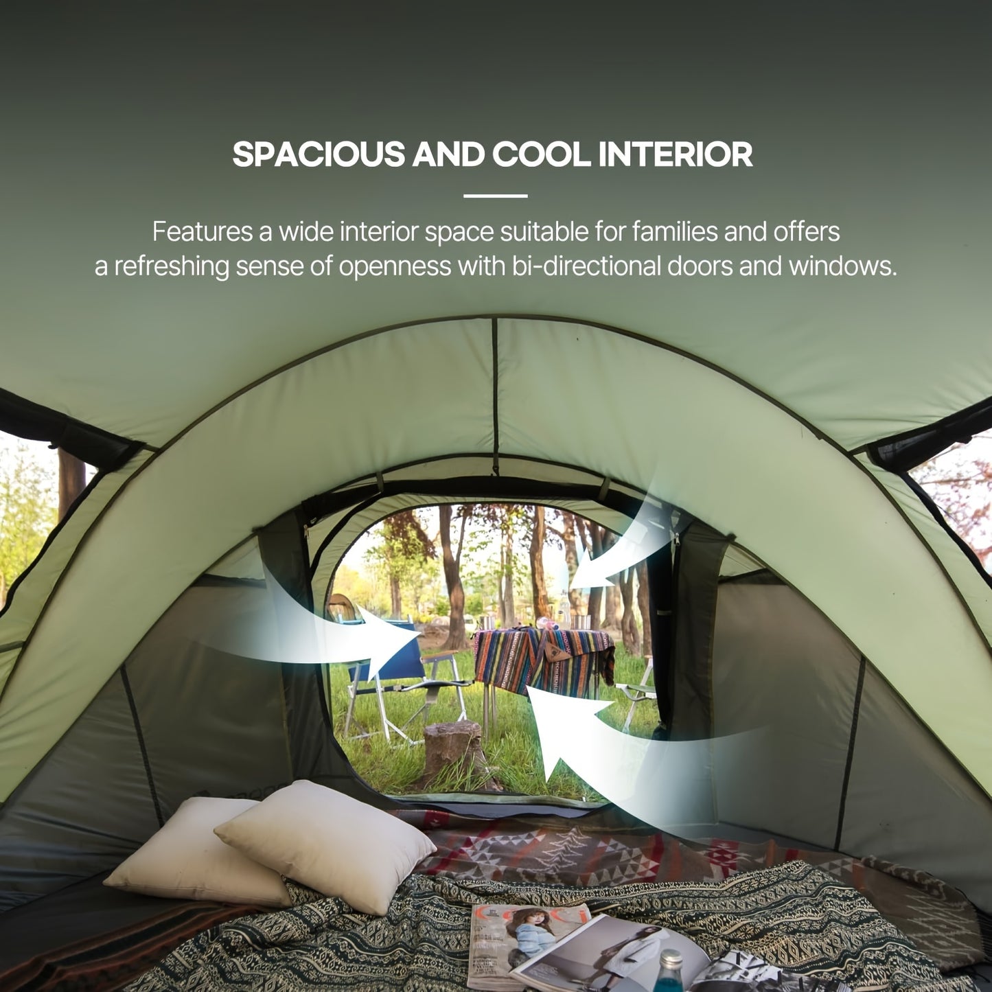 4 Person Tent for Camping, Waterproof Easy Set Up with 2 Doors.
