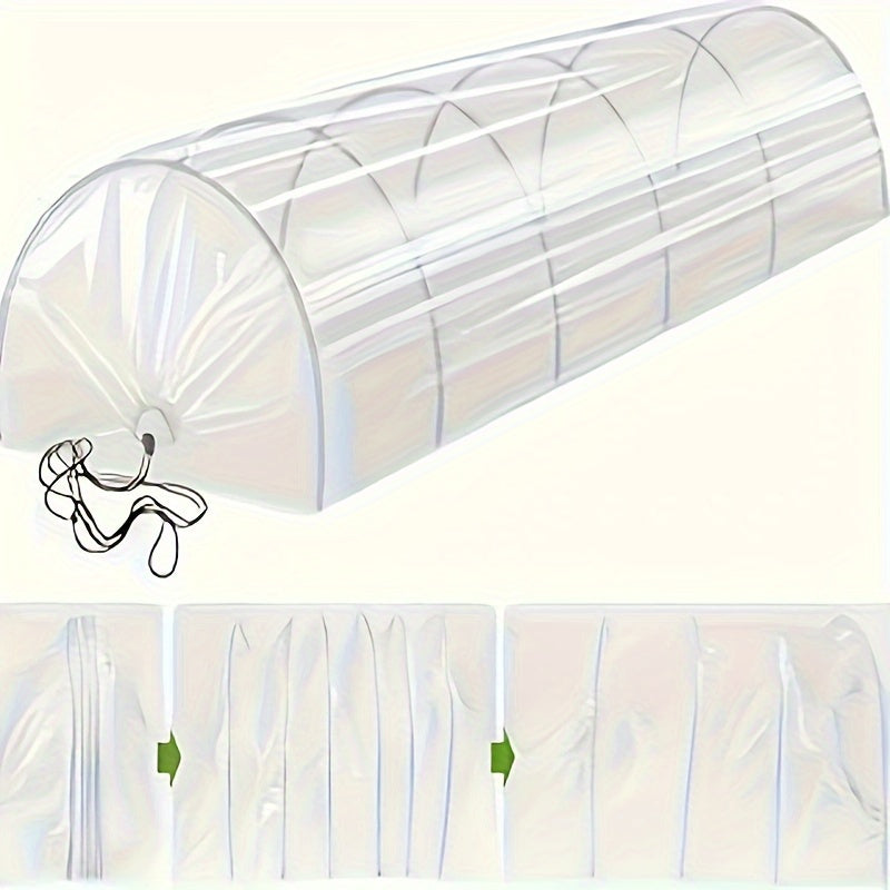 Mini Greenhouse Tunnel Kit - White Polyethylene with Adjustable Straps, Ideal for Winter Protection & Strawberry Growth (1pc)