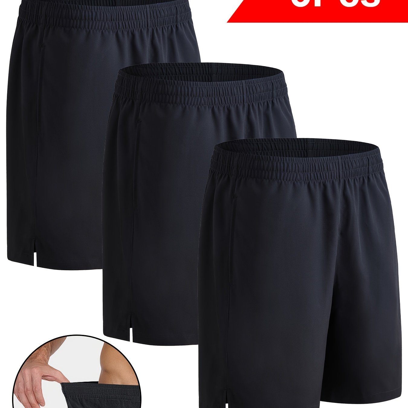 3 Pack Lightweight Quick Dry Men's Workout Gym Short