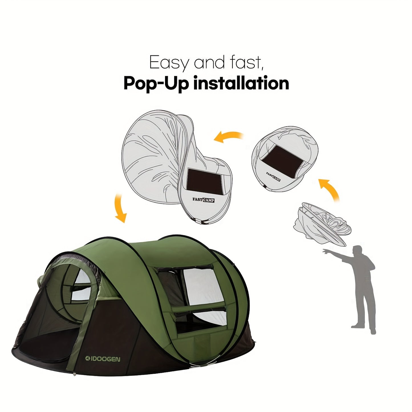 4 Person Tent for Camping, Waterproof Easy Set Up with 2 Doors.