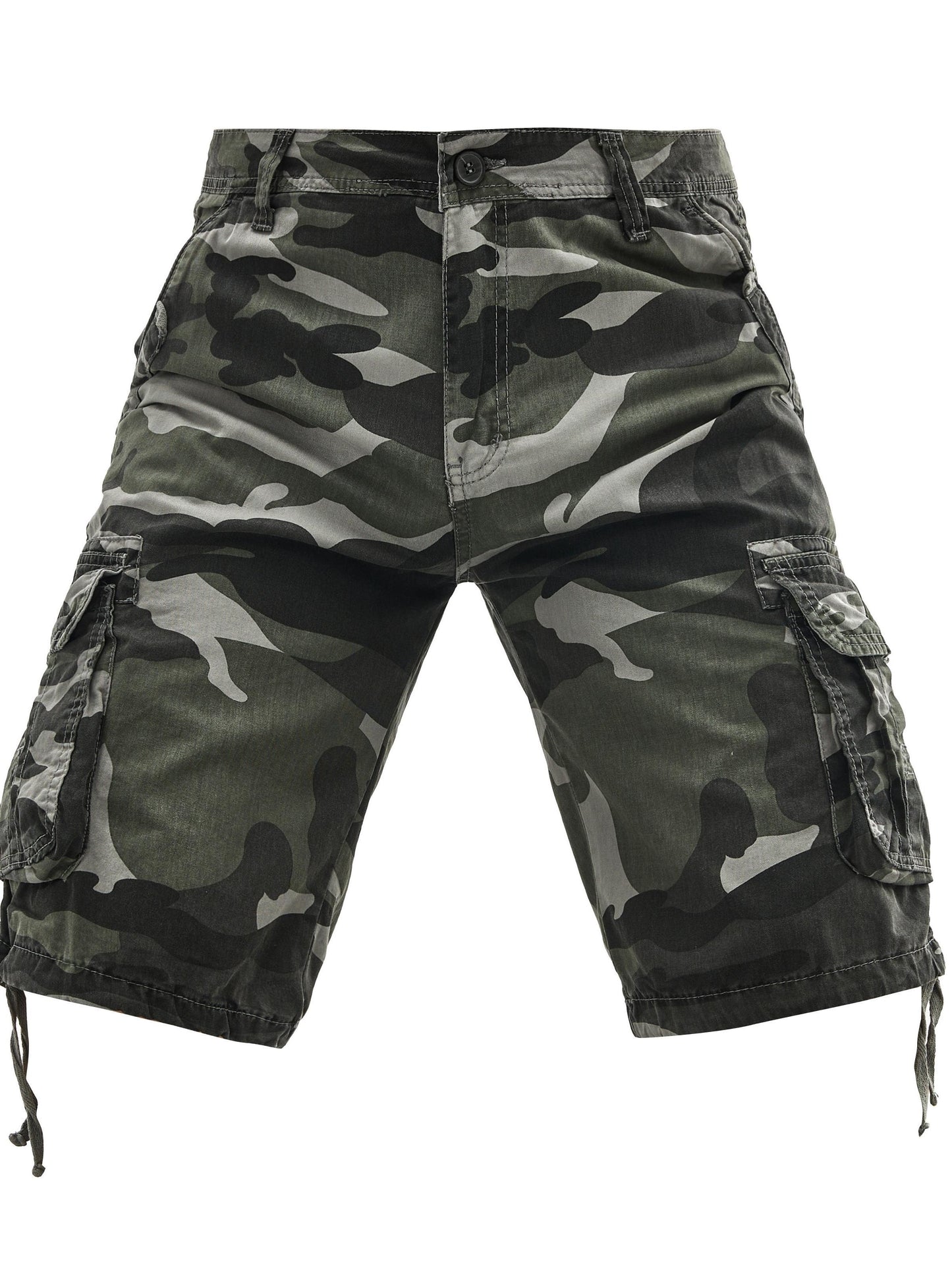 1pc Stoehurrte Men'S Large Cotton Cargo Shorts,Multi-Pocket, Regular Fit, Woven Non-Stretch Fabric, Plus Size