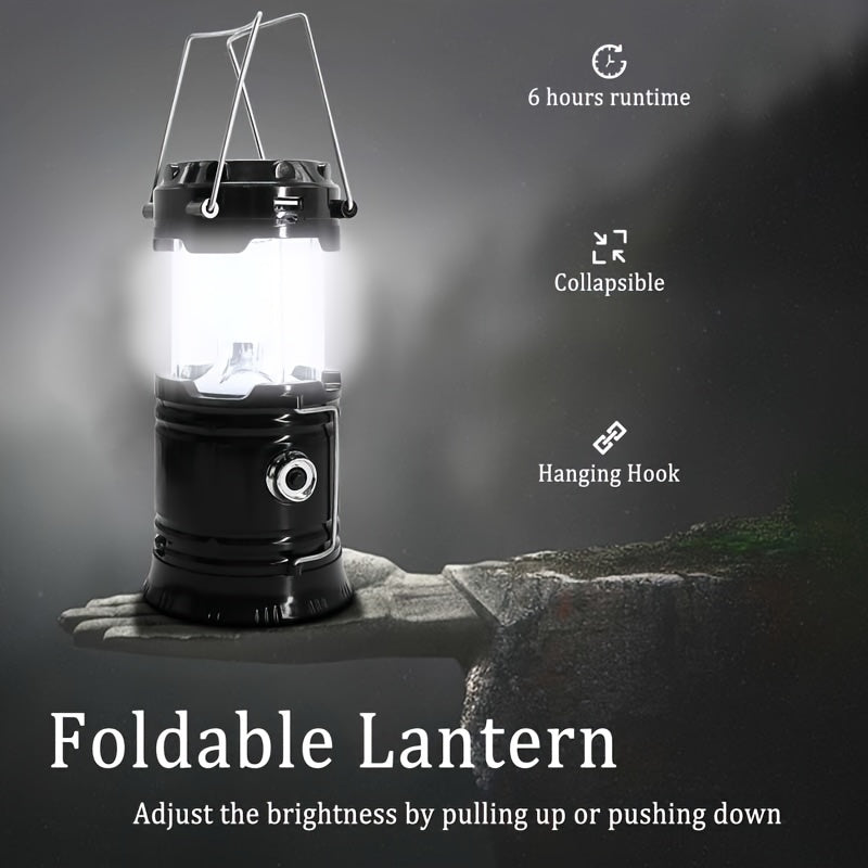 4pcs LED Camping Lanterns - USB Rechargeable, Emergency Lighting, Polished Finish.