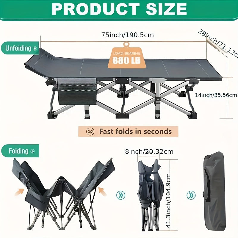 1pc 75in Extra-Large Double-Sided Mattress Foldable Portable Heavy-Duty Outdoor Bed,