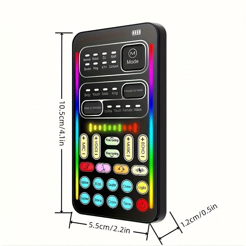 Fdit Voice Changer and Sound Card Combo, USB Rechargeable Voice Transformer with MIDI Controller, Real-Time Male to Female/Female to Male Voice Modulation for Live Streaming, Voice Chat, Video Editing