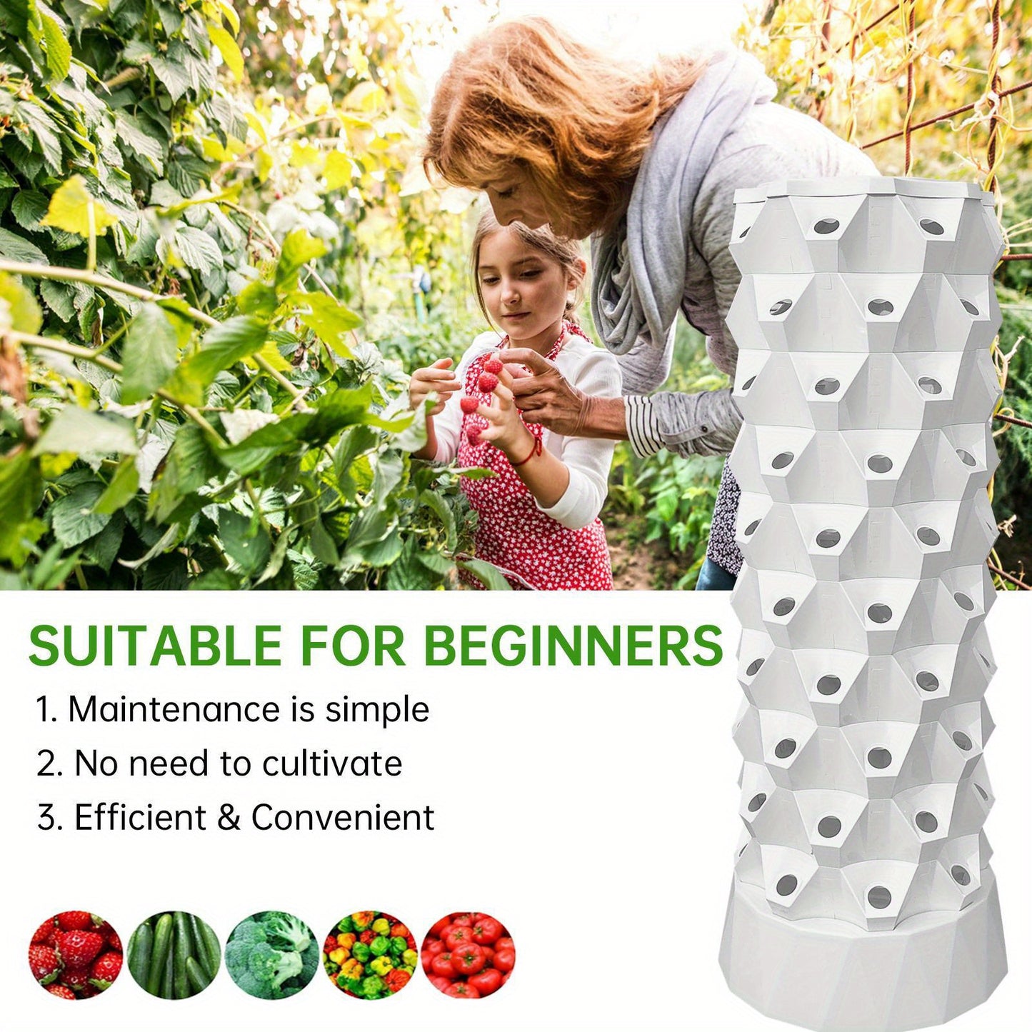 Hydroponic Tower Starter Kit - 80 Slots Vertical Hydroponic Planter - With Water Pump Planter Tower