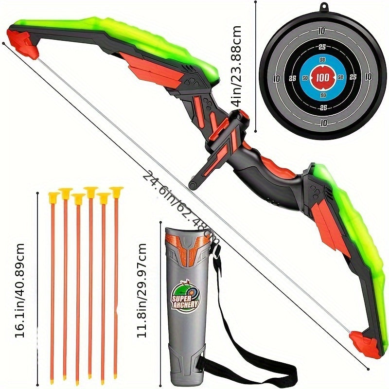 Light-Up Bow and Arrow Set for Youngsters, Outdoor Sports Toy Kit with Targets & Accessories