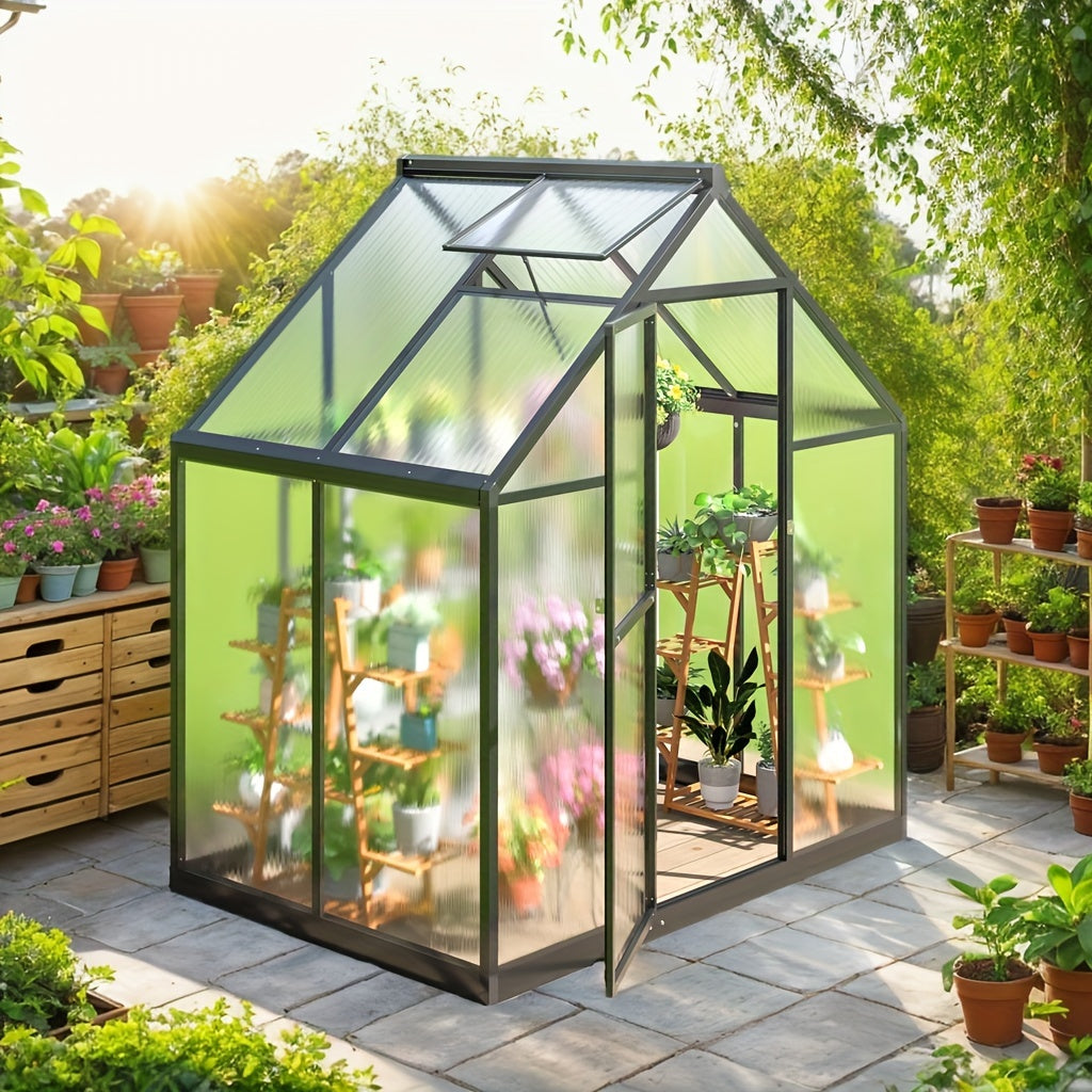 Quick Setup Greenhouse Polycarbonate & Aluminum Winter-Proof With Windows Large Walk-In Design