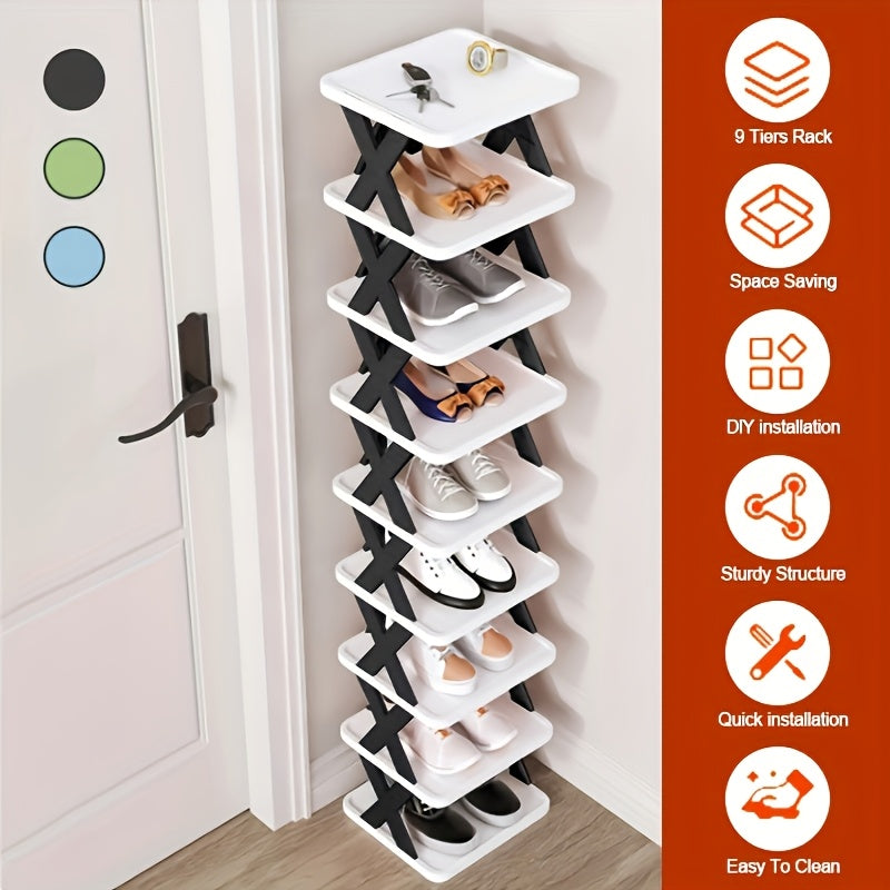 9-layer Shoe Rack Vertical Shoe Storage, Space Saving, Independent Shoe Storage Rack.