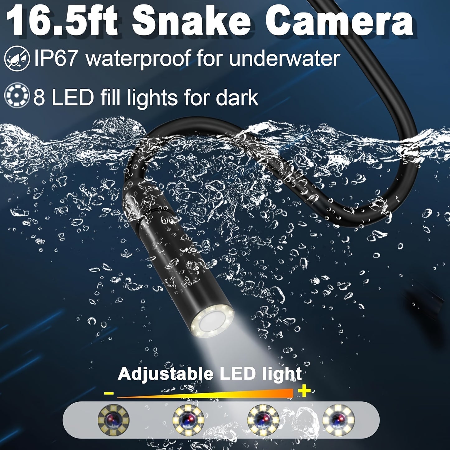 Borescope Camera With Light, Waterproof. With Light, 1080P HD Inspection Camera