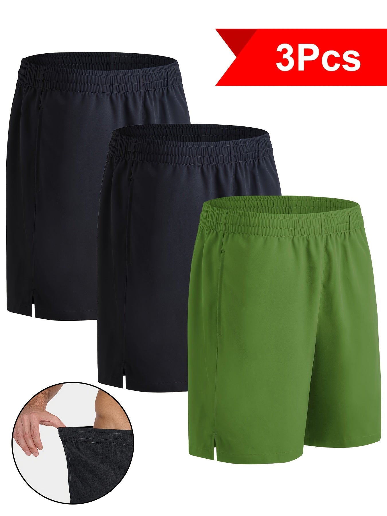 3 Pack Lightweight Quick Dry Men's Workout Gym Short