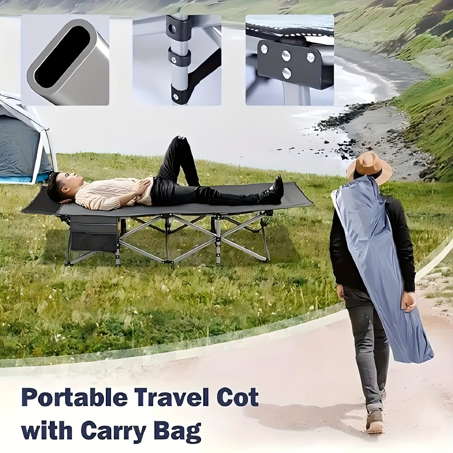 1pc 75in Extra-Large Double-Sided Mattress Foldable Portable Heavy-Duty Outdoor Bed,