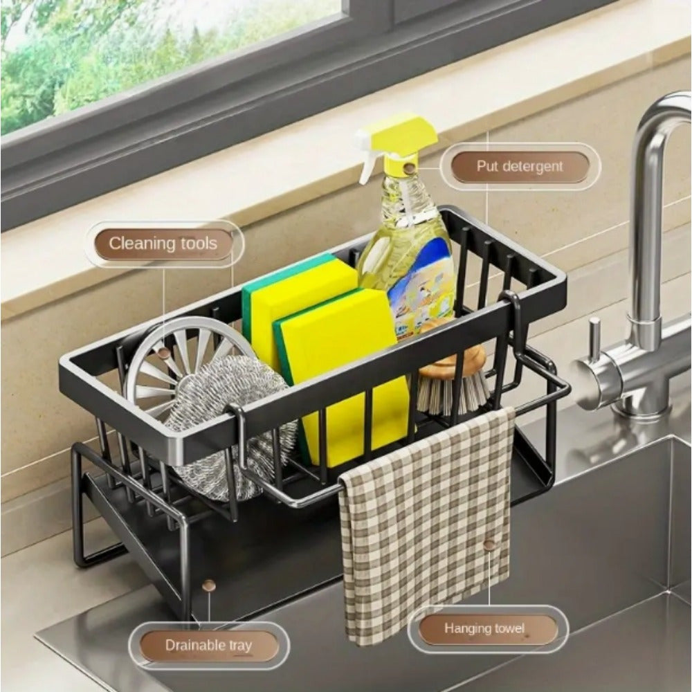 Multifunctional Kitchen Shelf, Rag Drainer Rack Household Drainage Basket,