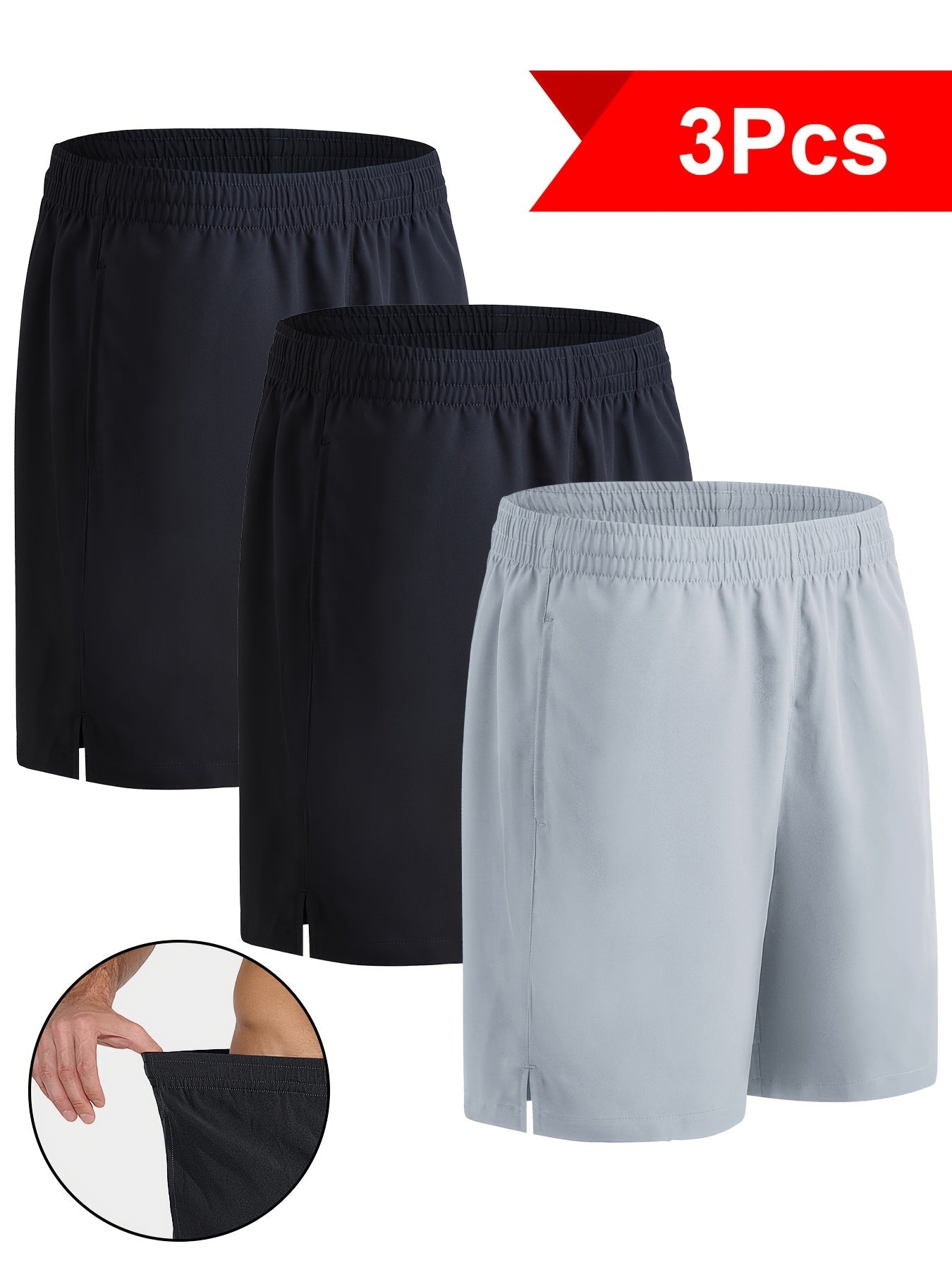 3 Pack Lightweight Quick Dry Men's Workout Gym Short