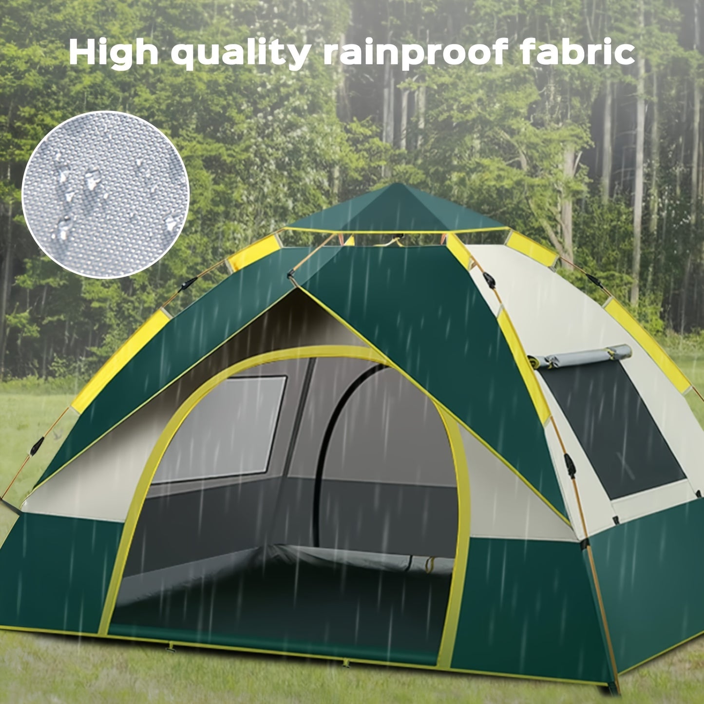 Quick Opening Camping Tent, Dual Doors And Windows Waterproof Windproof Tent, Lightweight And Portable, 2-3 Person/3-4 Person.