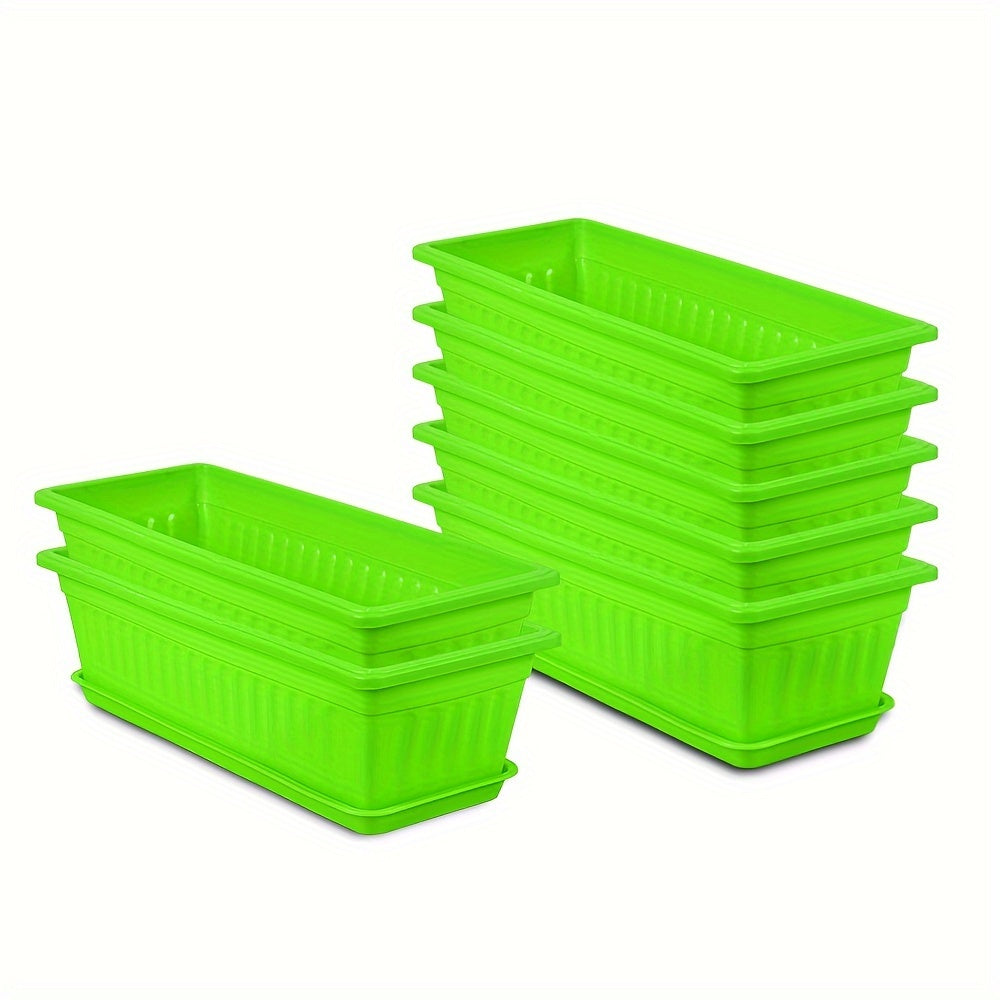 7Pcs 16.9Inches Rectangle Planter Box With Drainage Holes