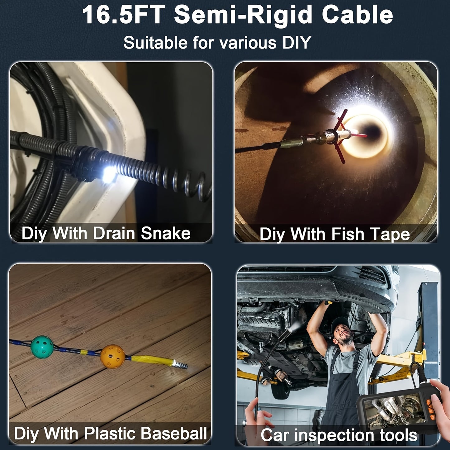 Borescope Camera With Light, Waterproof. With Light, 1080P HD Inspection Camera