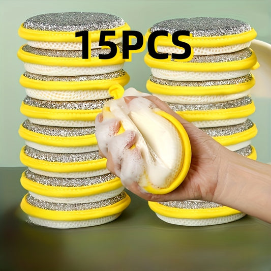 15pcs, Cleaning Sponge, Scouring Pad, Cleaning Cloth For Sink Or Kitchen Stove, Antibacterial And Washable Cleaning Brush,