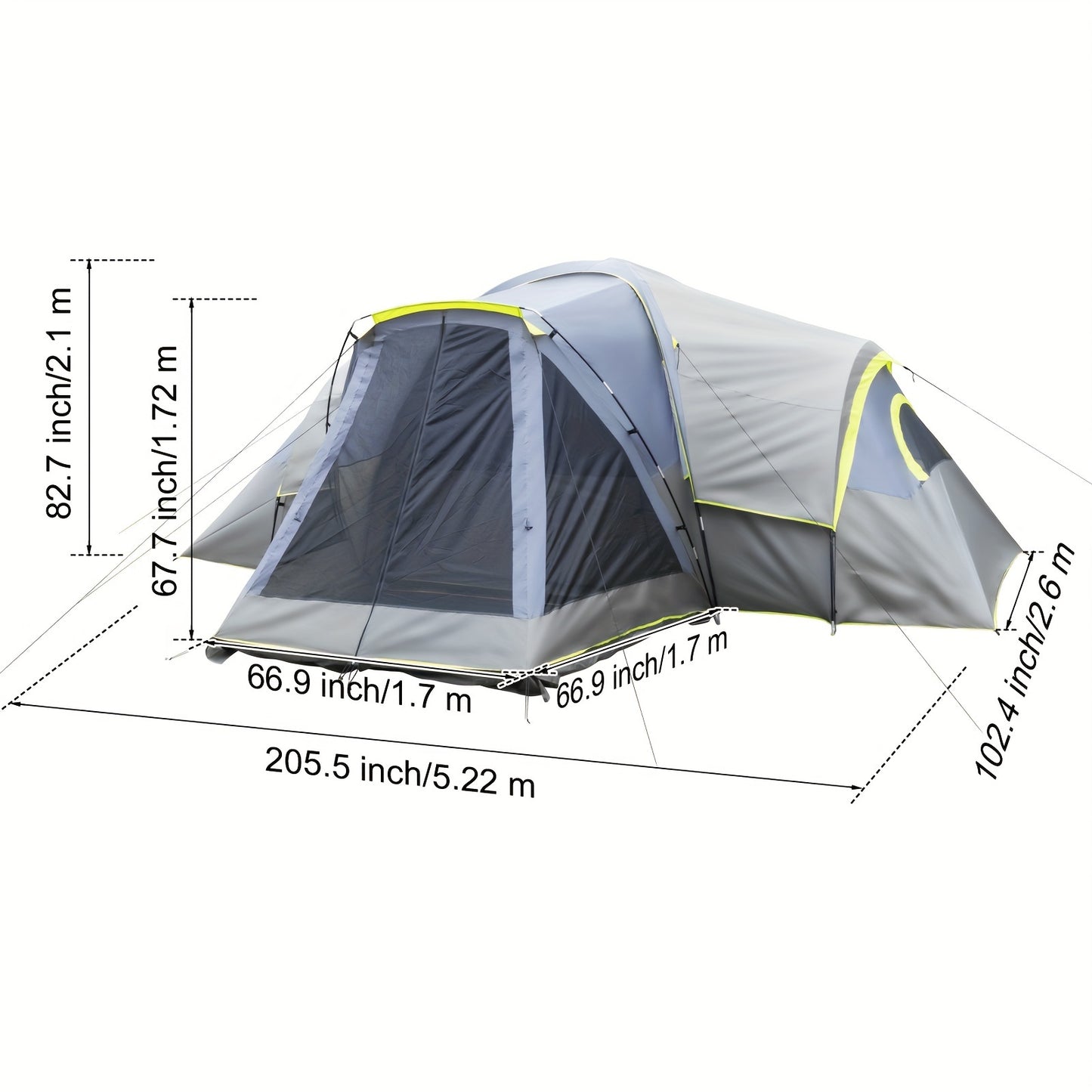 Three-room, 10-person camping tent