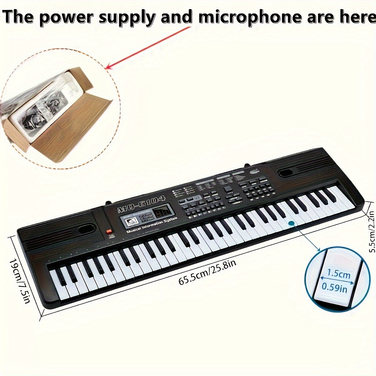 61-Key Kids Electronic Keyboard Piano with Interactive Learning, Microphone for Children Ages 3-12.